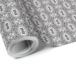 Papier Cadeau Élégant motif floral sans couture noir et blanc