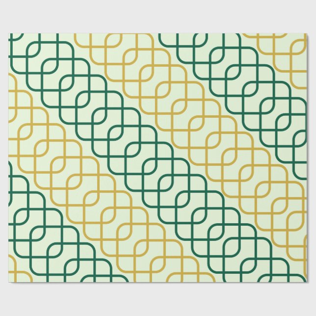 Papier Cadeau Élégant motif géométrique interlocking sarcelle et (Plat)