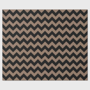 Papier Cadeau Elégant Motif Géométrique Noir et Brown Chevron