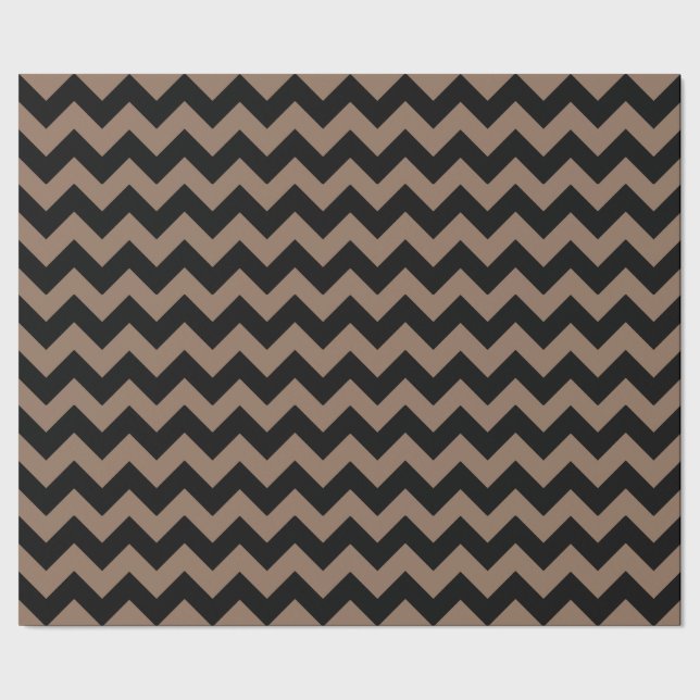 Papier Cadeau Elégant Motif Géométrique Noir et Brown Chevron (Couture)