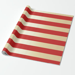 Papier Cadeau Élégant Motif Gold & Red Christmas Stripe