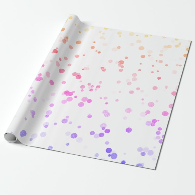 Papier Cadeau Élégant motif holographique à points polka (Déroulé)