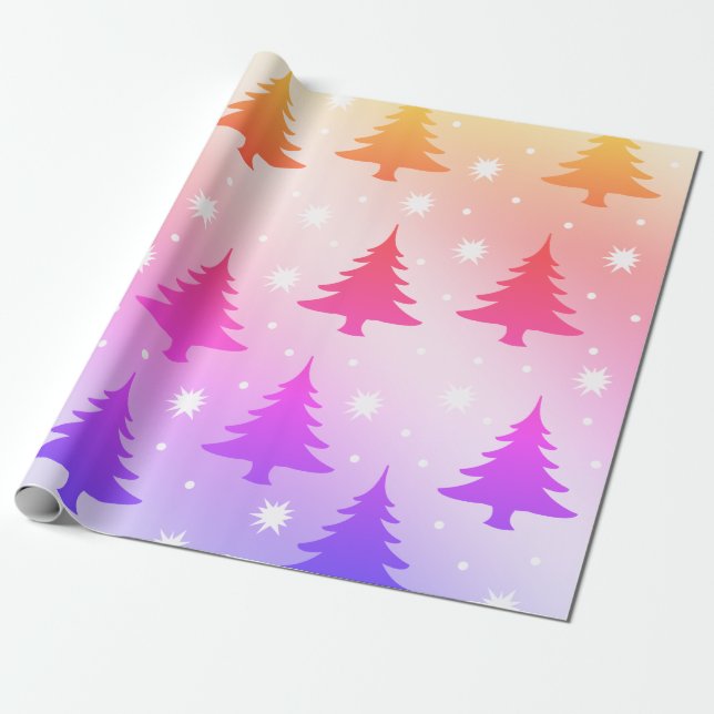 Papier Cadeau Élégant motif holographique de Noël (Déroulé)
