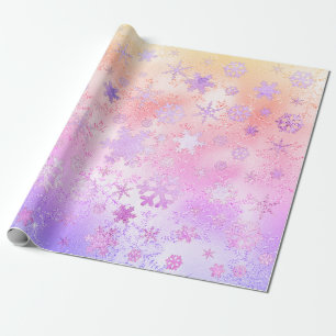 Papier Cadeau Élégant Motif Holographique de Noël Snowflake