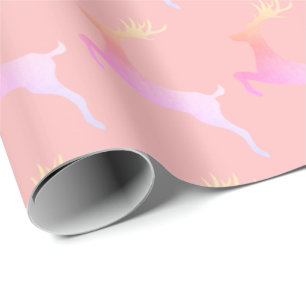 Papier Cadeau Élégant Motif holographique des rennes de Noël