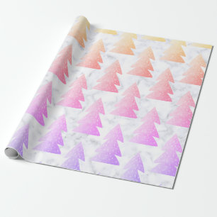 Papier Cadeau Élégant Motif holographique en marbre de Noël