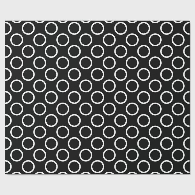 Papier Cadeau Élégant Motif Polka noir et blanc (Couture)
