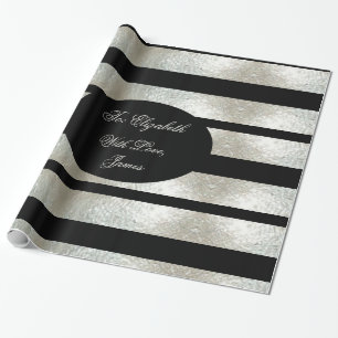Papier Cadeau Élégant Motif rayé Noir moderne chic