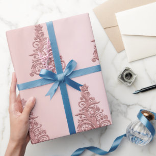 Papier Cadeau Élégant motif Rose de Noël Gold