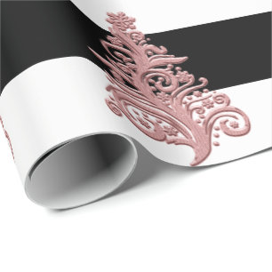 Papier Cadeau Élégant motif Rose de Noël Gold