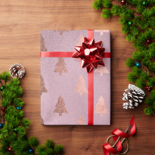 Papier Cadeau Élégant motif rose d'or de Noël