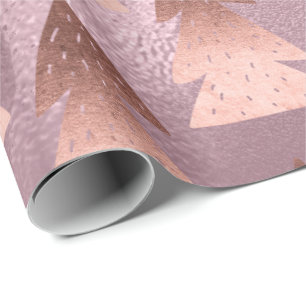 Papier Cadeau Élégant motif rose d'or de Noël
