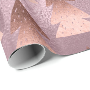 Papier Cadeau Élégant motif rose d'or de Noël
