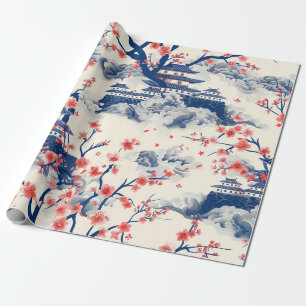 Papier Cadeau Élégant Motif sans couture en fleur de cerisier (1
