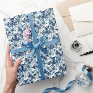 Papier Cadeau Élégant Motif Vintage bleu chintz