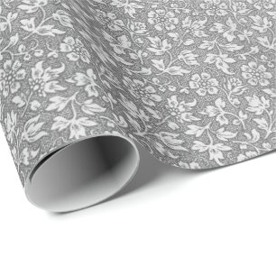 Papier Cadeau Élégant motif Vintage gris floral élégant