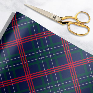 Papier Cadeau Elegant Navy Red Green Tartan Plaid Holiday