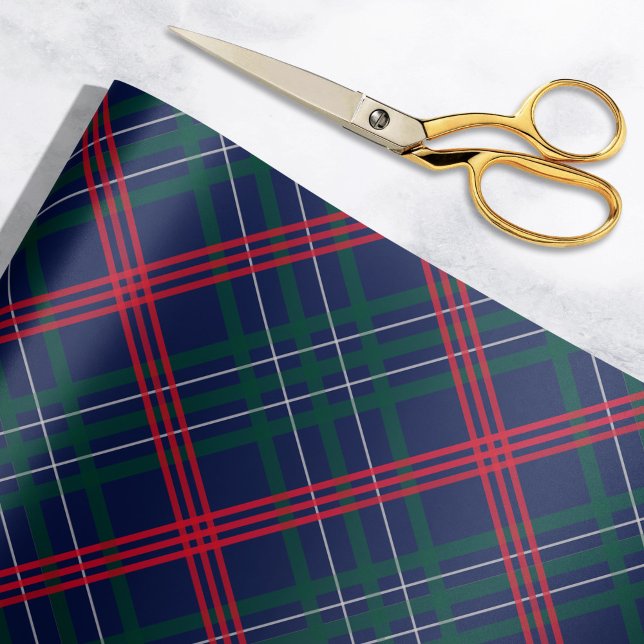 Papier Cadeau Elegant Navy Red Green Tartan Plaid Holiday (Créateur téléchargé)