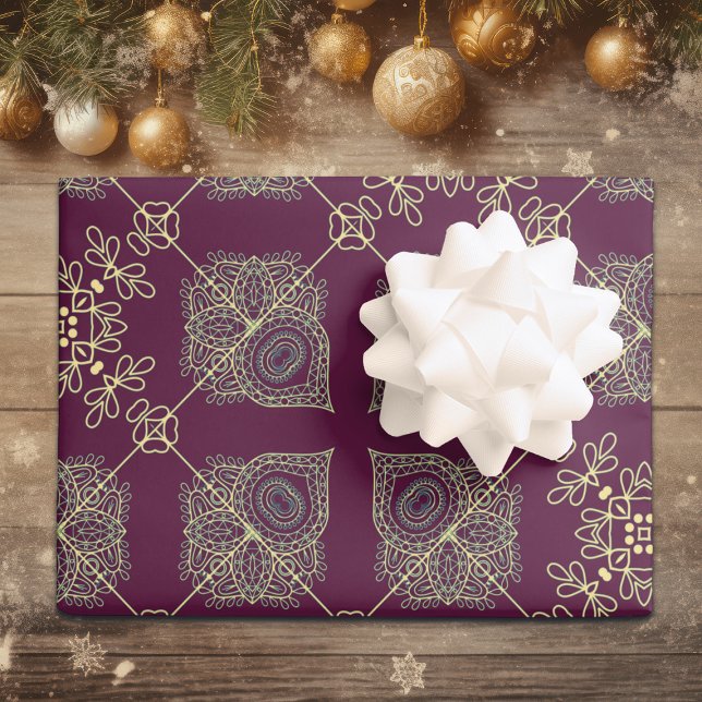 Papier Cadeau Élégant Noël Abstrait et Beige (Créateur téléchargé)