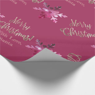 Papier Cadeau Élégant Noël rose rouge rose moderne