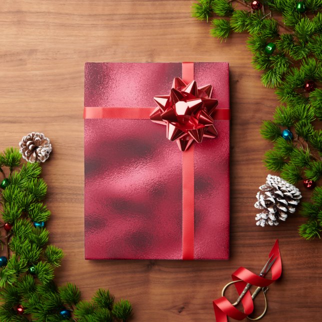 Papier Cadeau Élégant Noël Rouge Metallic (Cadeau de vacances)