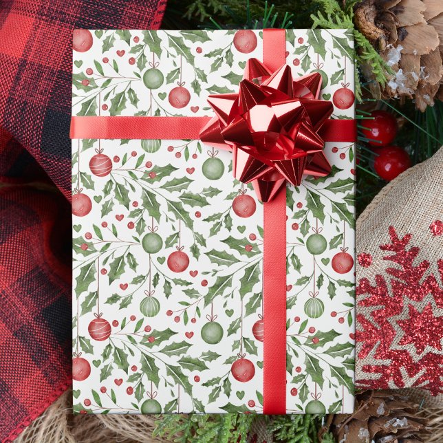 Papier Cadeau Élégant Noël vert vacances (Créateur téléchargé)