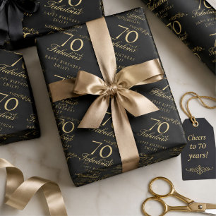 Papier Cadeau Elégant Noir 70 et Incroyable 70e Anniversaire 