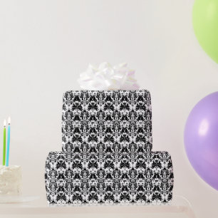 Papier Cadeau Elégant noir & blanc Damask