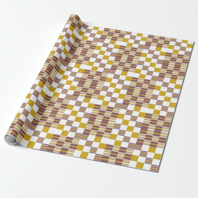 Papier Cadeau Elégant or africain et violet Kente (Déroulé)