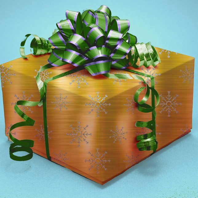 Papier Cadeau Élégant or argent Noël flocons de neige vacances (Créateur téléchargé)