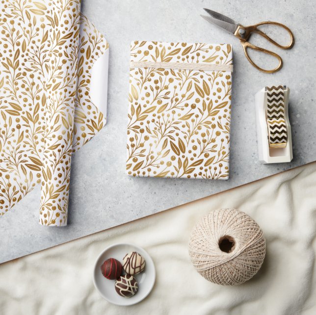 Papier Cadeau Élégant Or et Blanc (Artisanat)