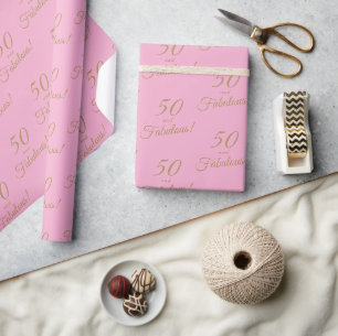 Papier Cadeau Elegant Or Rose 50 Ans Fabulux Anniversaire