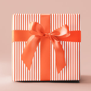 Papier Cadeau Elégant orange et blanc mince bandes