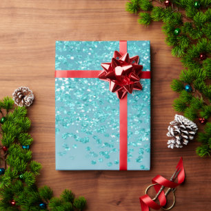 Papier Cadeau Élégant paillettes bleu sarcelle ombre en cascade