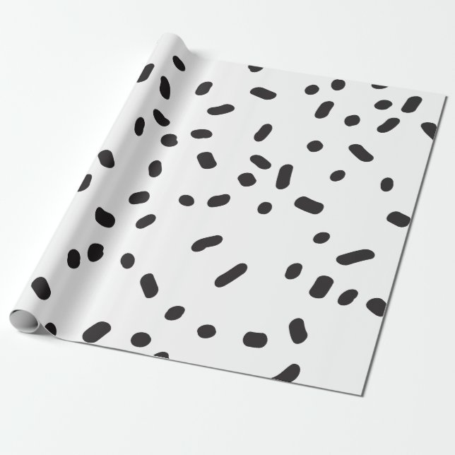 Papier Cadeau Élégant papier d'emballage moderne noir et blanc (Déroulé)