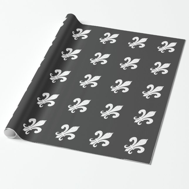 Papier Cadeau Élégant papier d'emballage motif Fleur de lis (Déroulé)