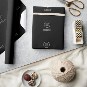 Papier Cadeau Élégant papier d'emballage noir avec logo
