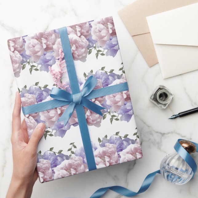 Papier Cadeau Élégant papier d'enveloppement de pivoine rose (Cadeaux)