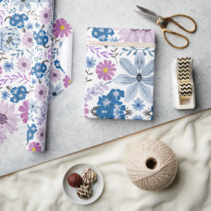 Papier Cadeau Elégant Pastel Aquarelle Blossom Textil Style