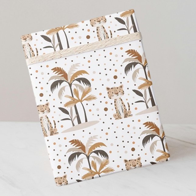 Papier Cadeau Élégant Pastel Jaguar Jungle Motif (Créateur téléchargé)