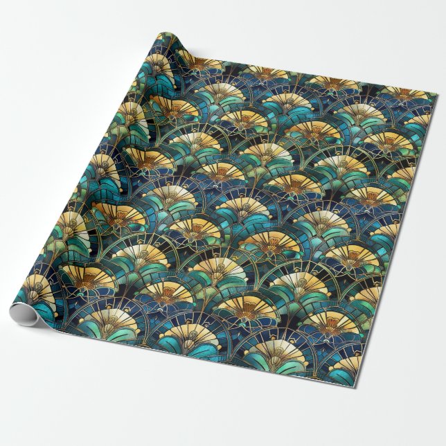 Papier Cadeau Élégant Peacock Couleur Vitrail (Déroulé)