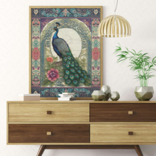 Papier Cadeau Elégant Peacock Purple Floral Ephemera Découpage