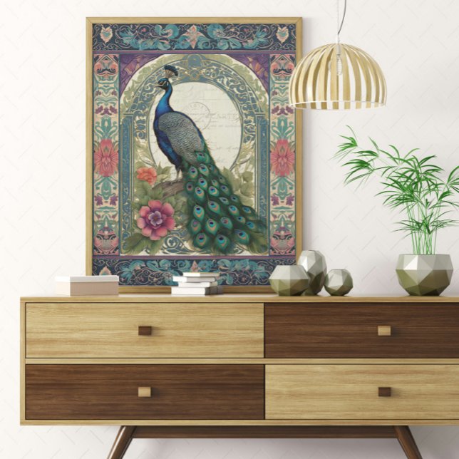 Papier Cadeau Elégant Peacock Purple Floral Ephemera Découpage (Créateur téléchargé)