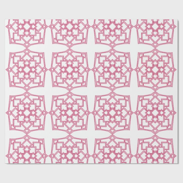 Papier Cadeau Elegant Pink Geometric Lace Pattern Wrapping Paper (Plat)