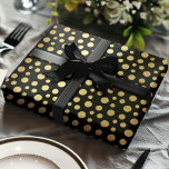 Papier Cadeau Elégant Pois de Faux Gold Moderne sur Black<br><div class="desc">Ce papier d'emballage luxueux présente un design moderne d'élégants pois en feuille d'or sur un arrière - plan noir élégant. Idéal pour les mariages,  anniversaires,  anniversaires et autres occasions spéciales,  ce papier d'emballage chic ajoute une touche sophistiquée à tout cadeau.</div>