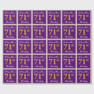 Papier Cadeau Elégant, pourpre, Faux Gold 71e anniversaire + Nom