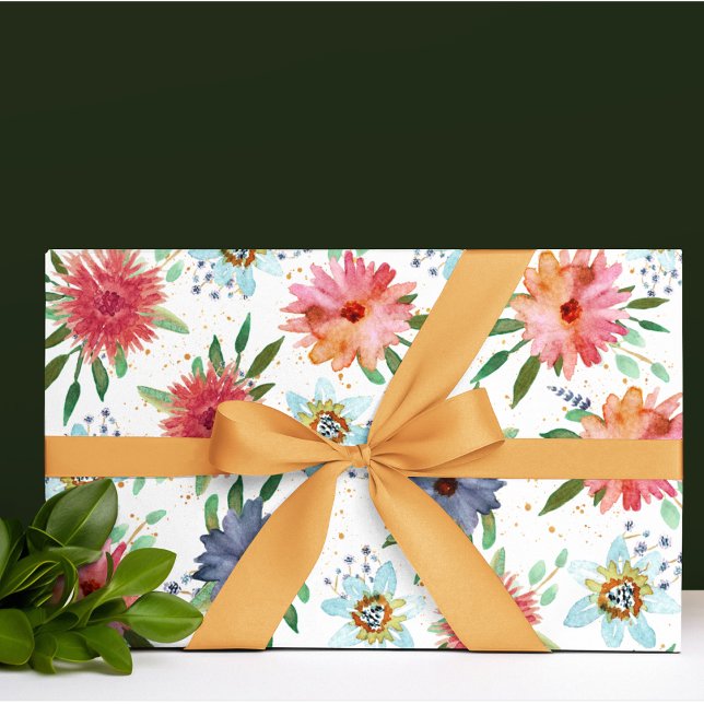 Papier Cadeau Élégant printemps bohème chic or floral sauvage (Créateur téléchargé)