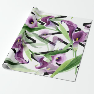 Papier Cadeau Elegant Purple Calla Flowers Wrapping Paper
