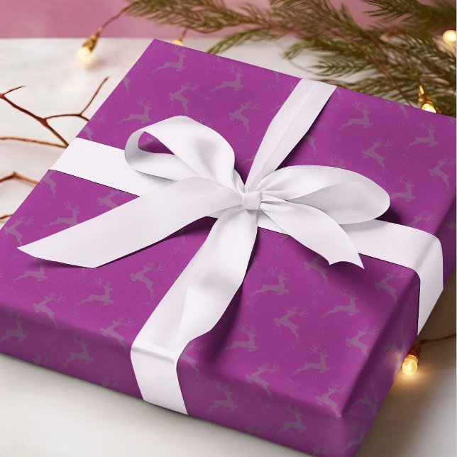 Papier Cadeau Élégant Raspberry Reindeer Monotone Noël (Créateur téléchargé)