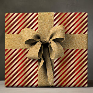 Papier Cadeau Elégant Red Gold Luxury Stripe Motif